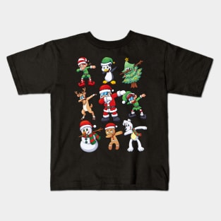 Kids Boys Dabbing Santa Elves Xmas Kids T-Shirt